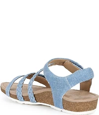 Aetrex Jillian Denim Canvas Braided Wedge Sandals