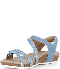 Aetrex Jillian Denim Canvas Braided Wedge Sandals