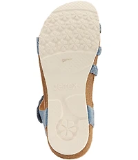 Aetrex Jillian Denim Canvas Braided Wedge Sandals