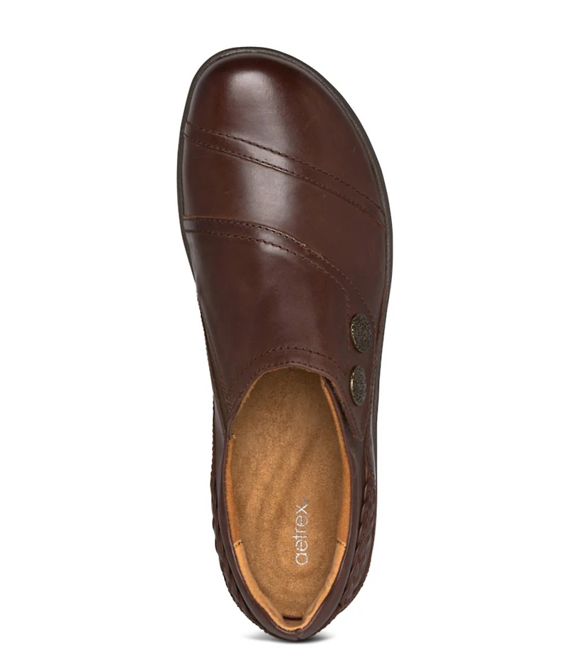Aetrex Karina Monk Strap Leather Sneakers