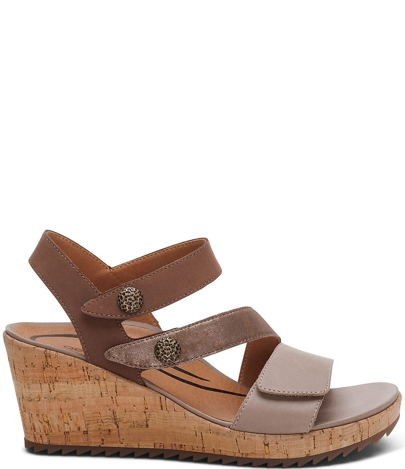 Aetrex Madelyn Hook-and-Loop Stappy Wedge Sandals