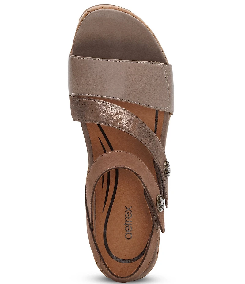 Aetrex Madelyn Hook-and-Loop Stappy Wedge Sandals