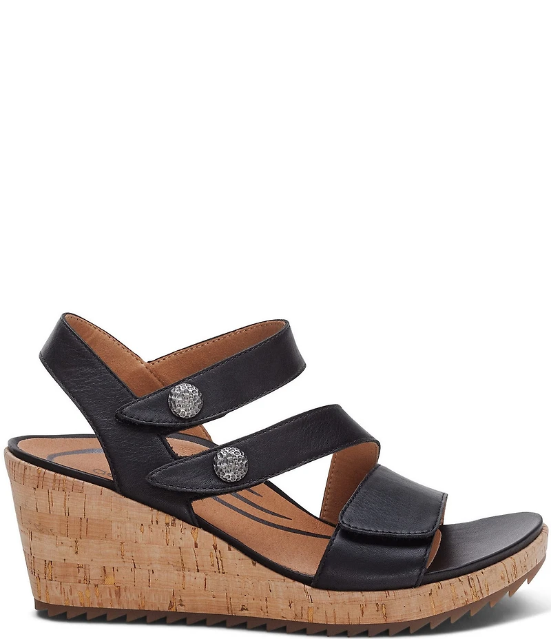 Aetrex Madelyn Hook-and-Loop Stappy Wedge Sandals