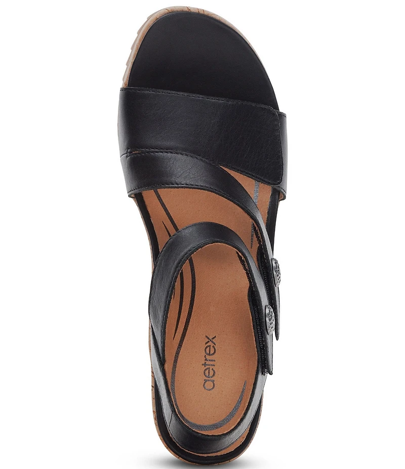 Aetrex Madelyn Hook-and-Loop Stappy Wedge Sandals