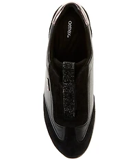 Aetrex Megan Leather Suede Embellished Slip On Sneakers