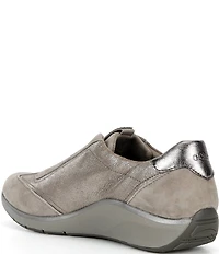Aetrex Megan Leather Suede Embellished Slip On Sneakers