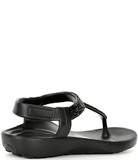 Aetrex Skyler Rhinestone Embellished T-Strap Thong Sandals