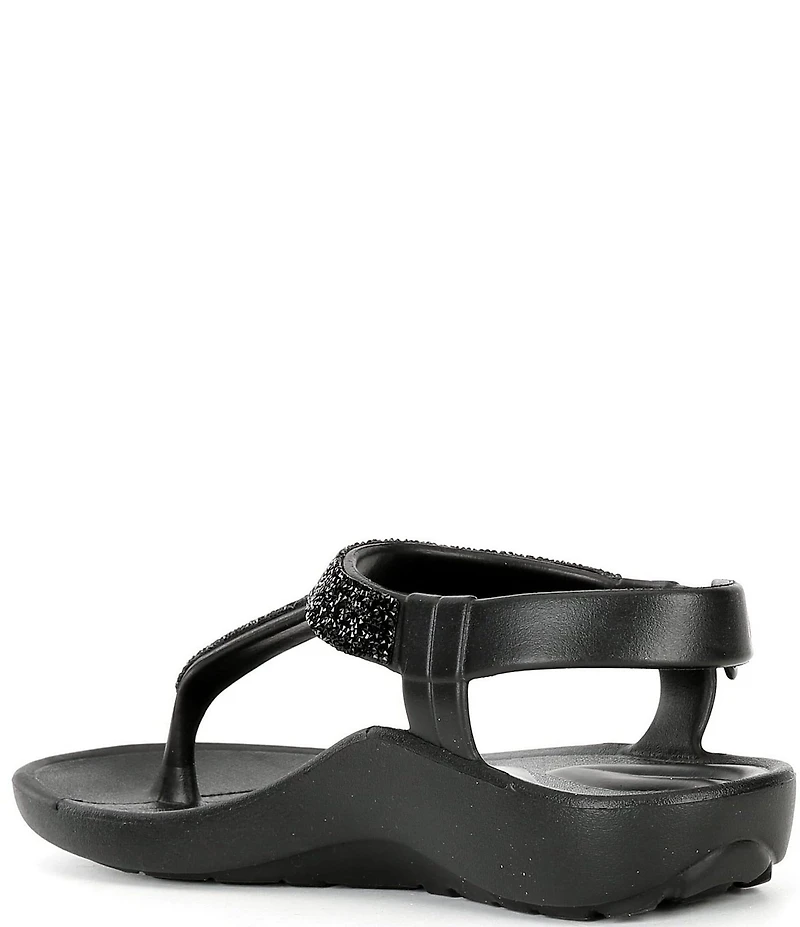 Aetrex Skyler Rhinestone Embellished T-Strap Thong Sandals