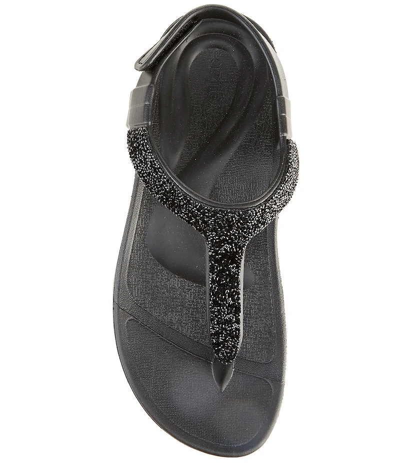 Aetrex Skyler Rhinestone Embellished T-Strap Thong Sandals