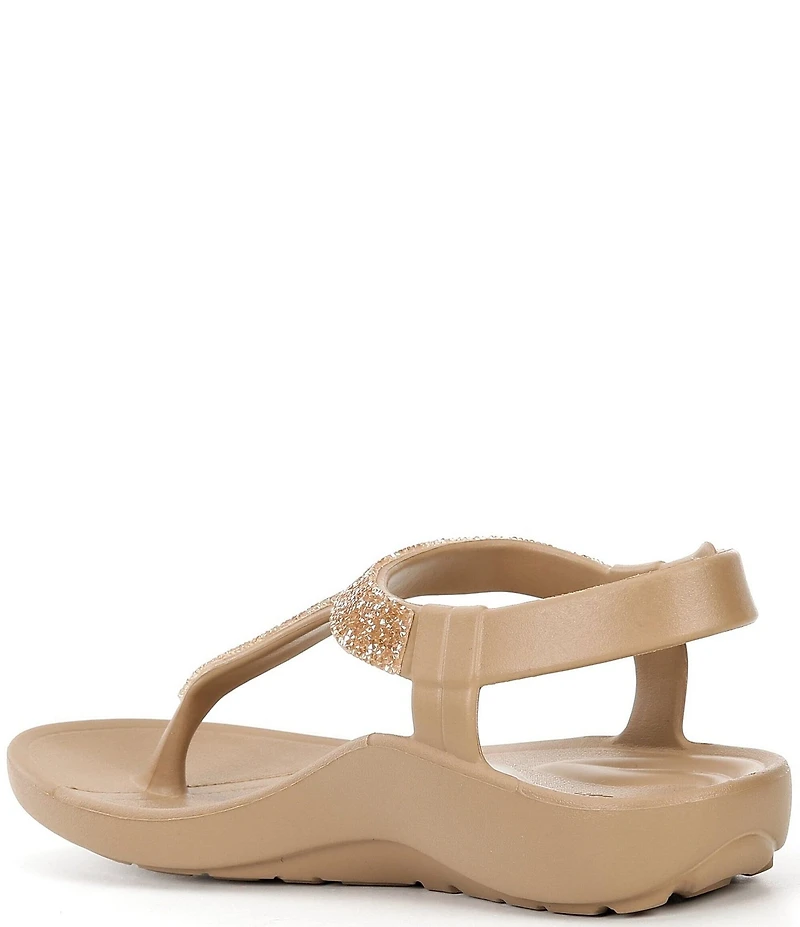 Aetrex Skyler Rhinestone Embellished T-Strap Thong Sandals