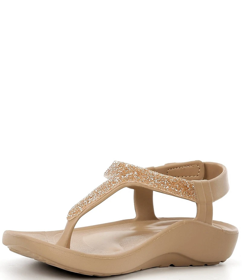 Aetrex Skyler Rhinestone Embellished T-Strap Thong Sandals