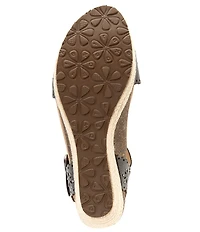 Aetrex Sydney Floral Perforated Leather Espadrille Platform Wedge Sandals