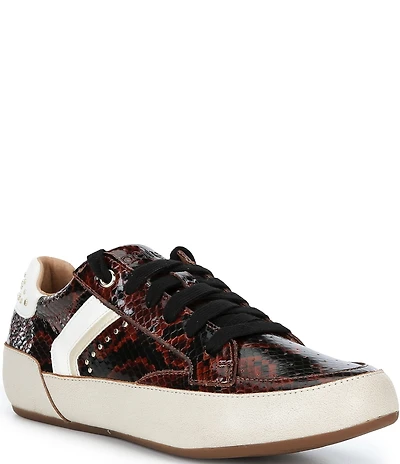 Aetrex Tess Retro Snake Embossed Studded Leather Sneakers