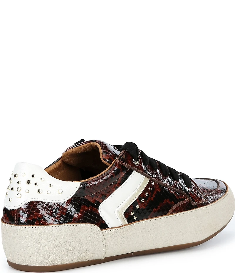 Aetrex Tess Retro Snake Embossed Studded Leather Sneakers