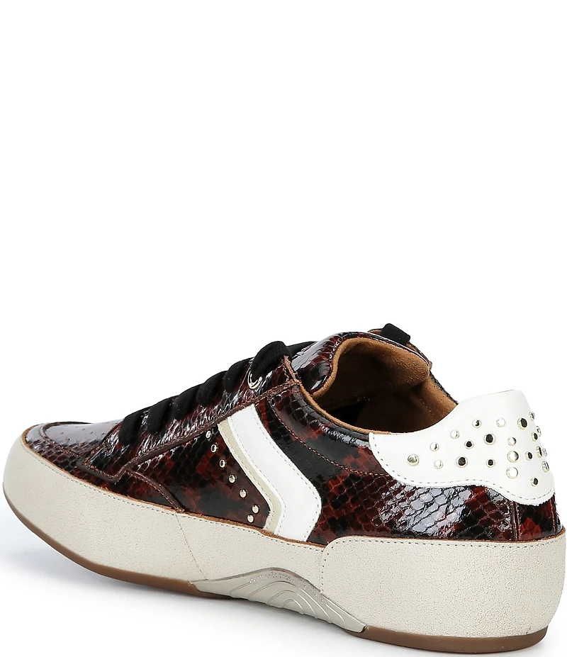 Aetrex Tess Retro Snake Embossed Studded Leather Sneakers