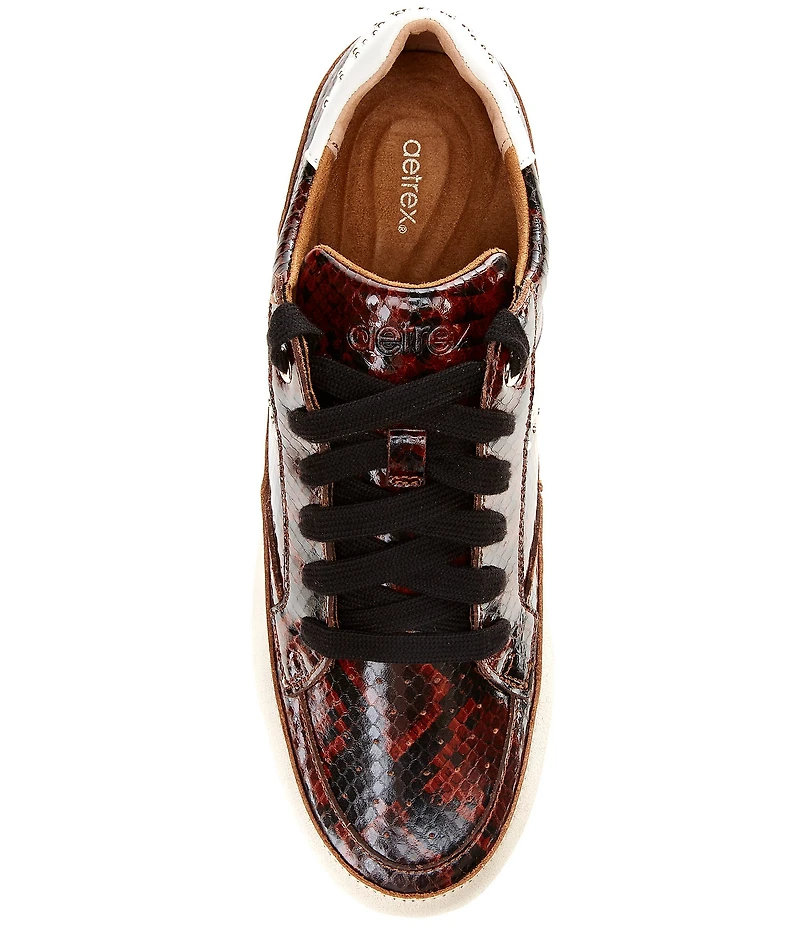 Aetrex Tess Retro Snake Embossed Studded Leather Sneakers