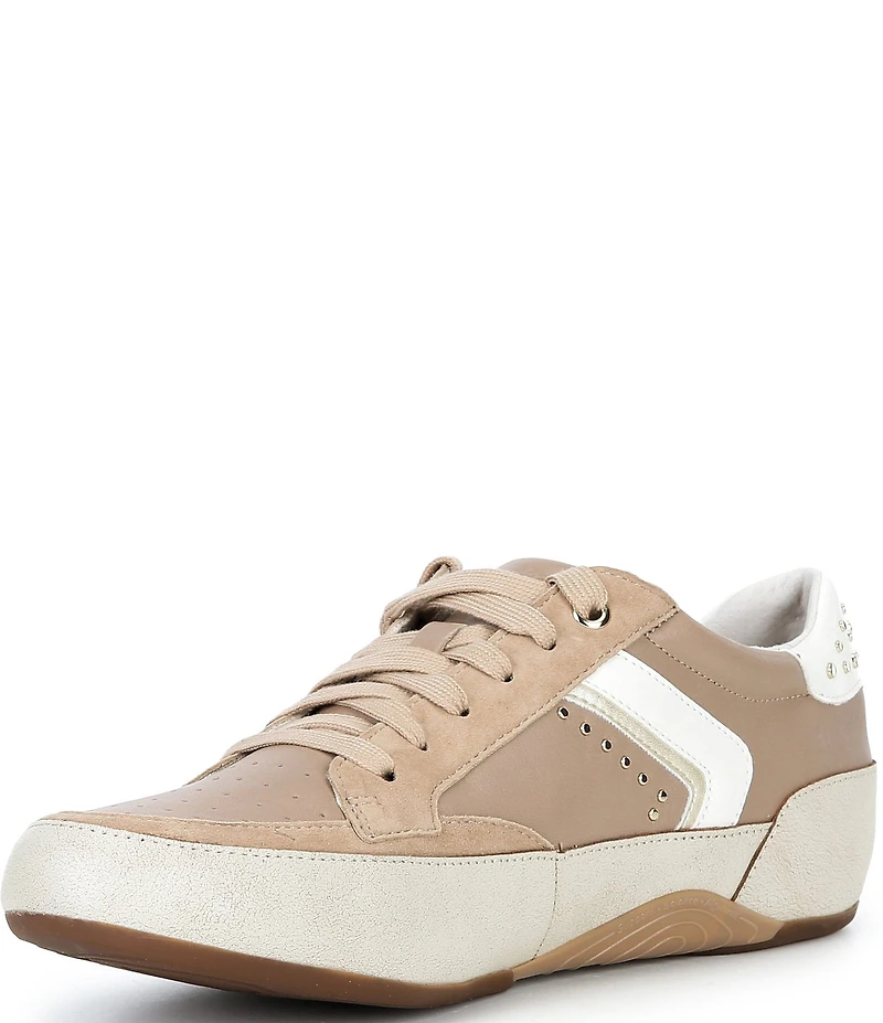 Aetrex Tess Retro Studded Lace Up Leather Sneakers