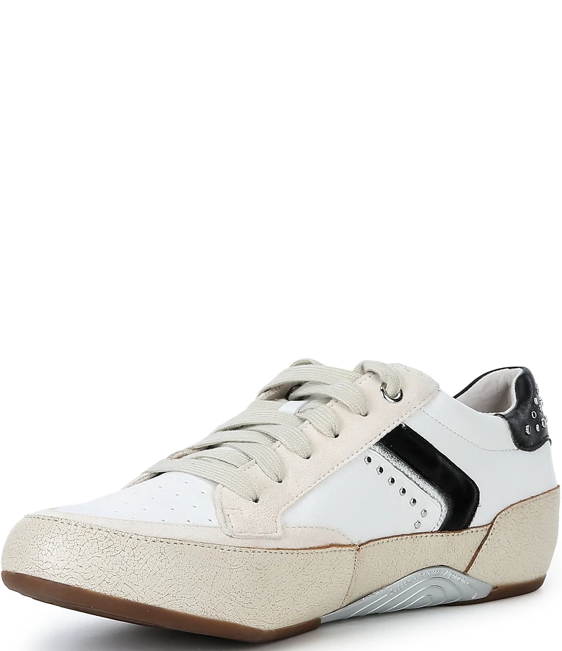 Aetrex Tess Retro Studded Lace Up Leather Sneakers
