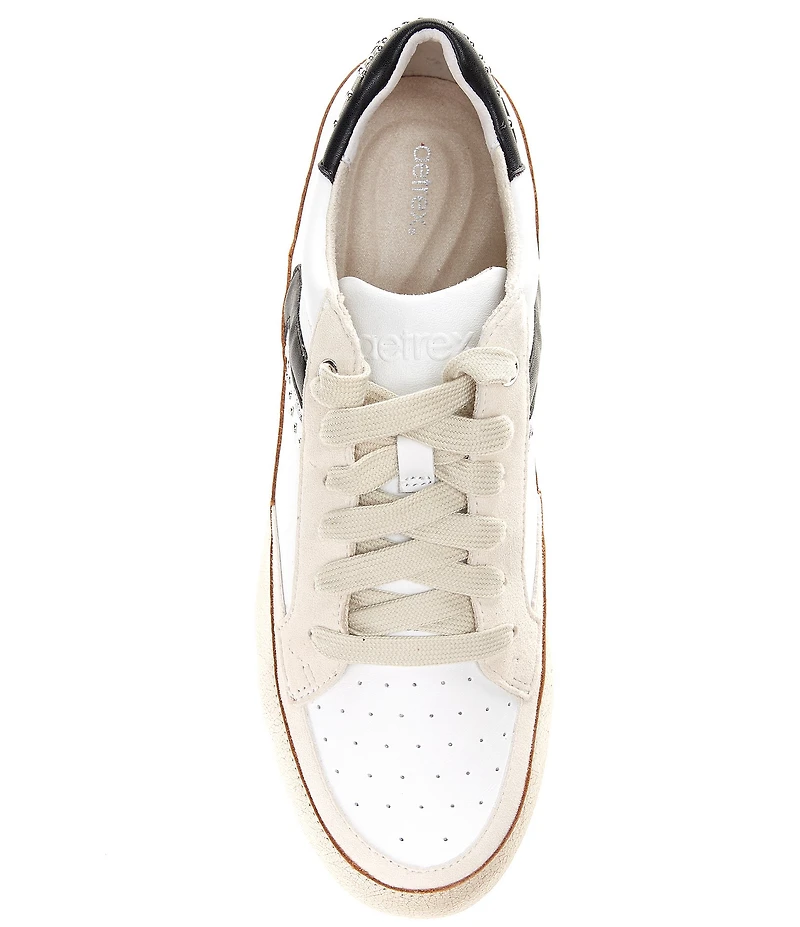 Aetrex Tess Retro Studded Lace Up Leather Sneakers
