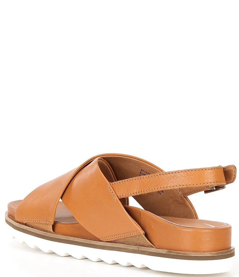 Aetrex Thea Leather Crisscross Detail Slingback Sandals