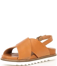 Aetrex Thea Leather Crisscross Detail Slingback Sandals