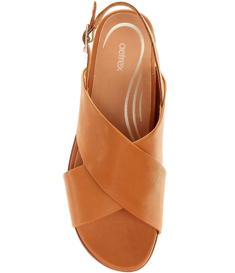 Aetrex Thea Leather Crisscross Detail Slingback Sandals