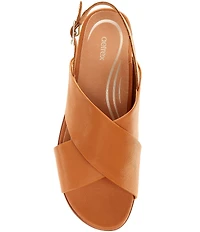 Aetrex Thea Leather Crisscross Detail Slingback Sandals