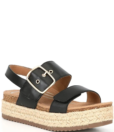 Aetrex Vania Leather Flatform Ankle Strap Sandals