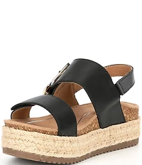 Aetrex Vania Leather Flatform Ankle Strap Sandals