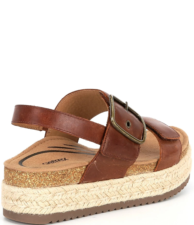Aetrex Vania Leather Flatform Ankle Strap Sandals