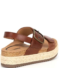 Aetrex Vania Leather Flatform Ankle Strap Sandals