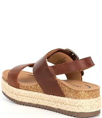 Aetrex Vania Leather Flatform Ankle Strap Sandals