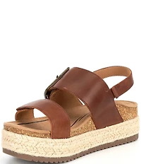 Aetrex Vania Leather Flatform Ankle Strap Sandals