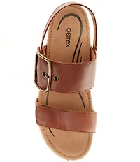Aetrex Vania Leather Flatform Ankle Strap Sandals