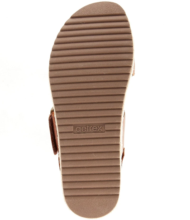 Aetrex Vania Leather Flatform Ankle Strap Sandals