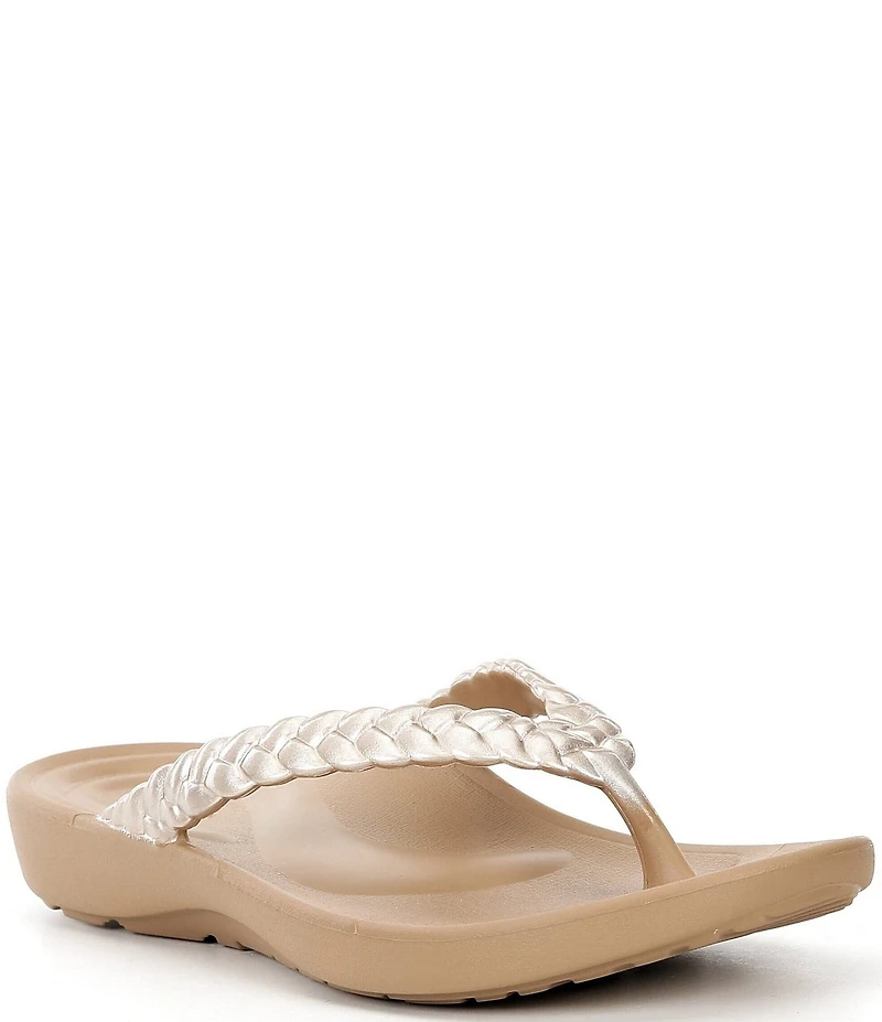Aetrex Vicki Gloss Braided Thong Sandals