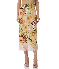 AFRM Ackley Printed Georgette Midi Skirt