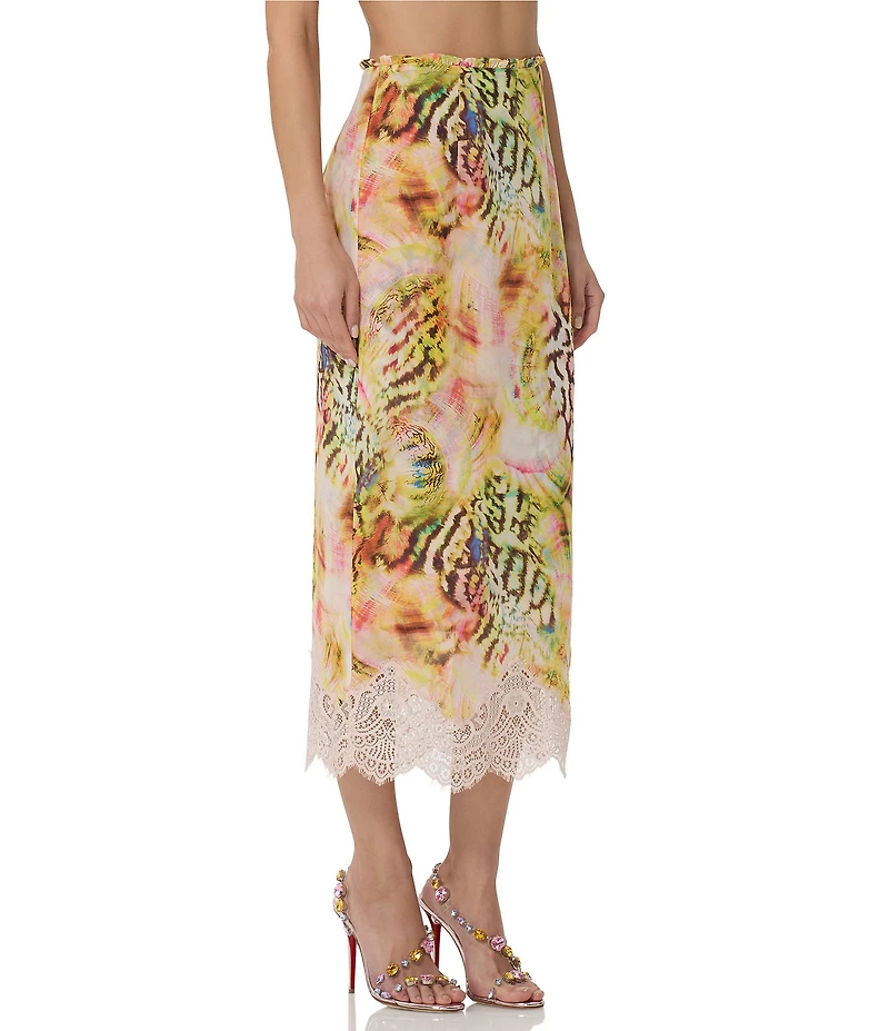 AFRM Ackley Printed Georgette Midi Skirt