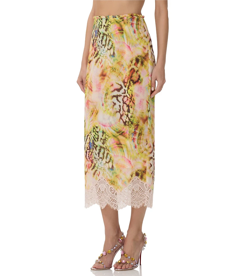 AFRM Ackley Printed Georgette Midi Skirt