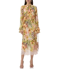 AFRM Ackley Printed Georgette Midi Skirt