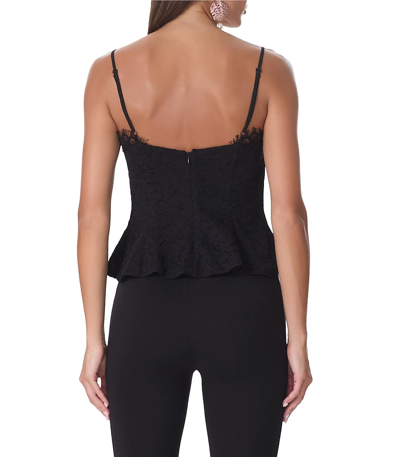 AFRM Ari Lace Square Neck Sleeveless Peplum Top