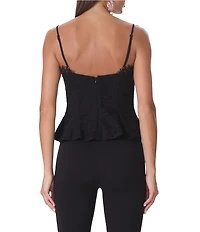 AFRM Ari Lace Square Neck Sleeveless Peplum Top