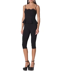 AFRM Ari Lace Square Neck Sleeveless Peplum Top