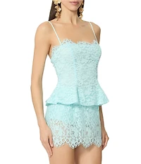 AFRM Ari Lace Square Neck Sleeveless Peplum Top