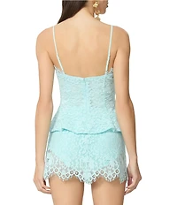 AFRM Ari Lace Square Neck Sleeveless Peplum Top