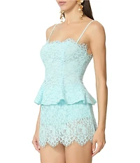 AFRM Ari Lace Square Neck Sleeveless Peplum Top