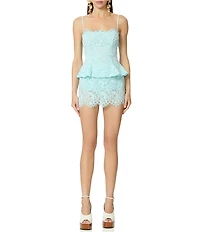 AFRM Ari Lace Square Neck Sleeveless Peplum Top