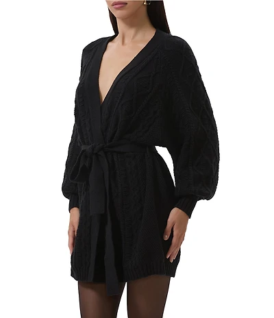 AFRM Bartow Long Sleeve Cable Knit Wrap Cardigan