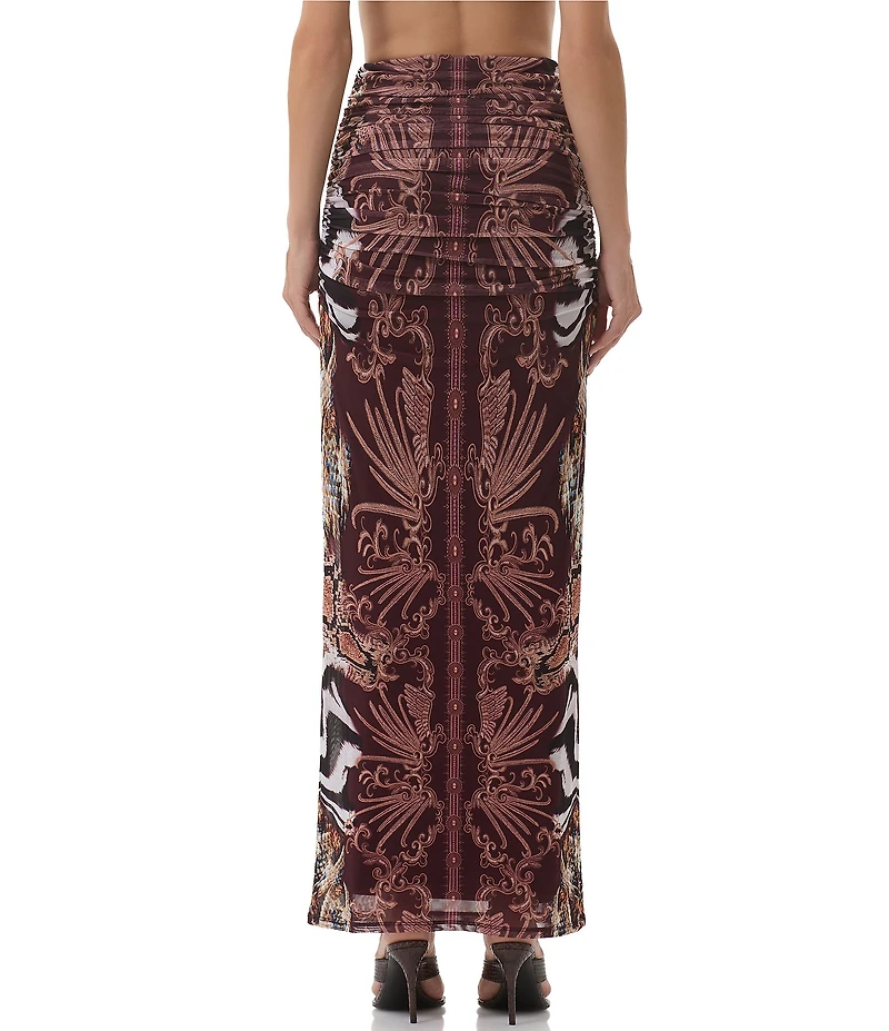 AFRM Bevin Printed High Waisted Mesh Coordinating Maxi Skirt