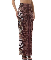 AFRM Bevin Printed High Waisted Mesh Coordinating Maxi Skirt